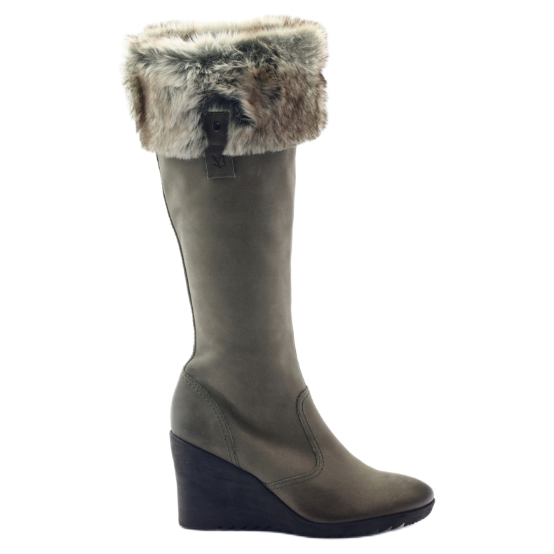 Bottes Caprice en cuir avec fourrure 25607 gris