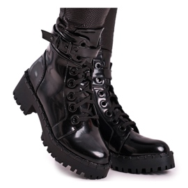 FRGIV Bottines Head Up Femme Laquées Noires le noir