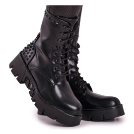 FG2 Bottes pour femmes sur la plate-forme Grunge Black Angels Rock noir rouge