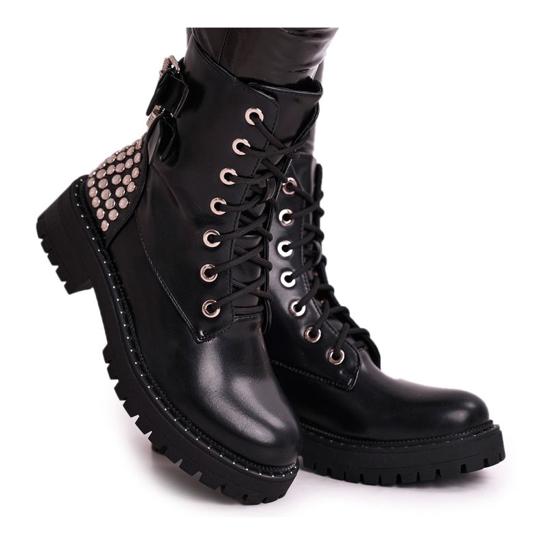 FRGIV Bottines Femme Avec Strass Noir Feel Your Touch le noir