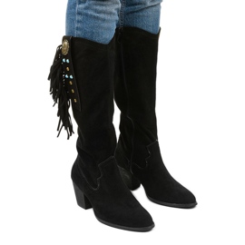 Bottines santiags en daim noir Lamimeila