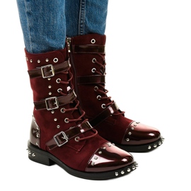 Boots bordeaux à clous Onreal rouge