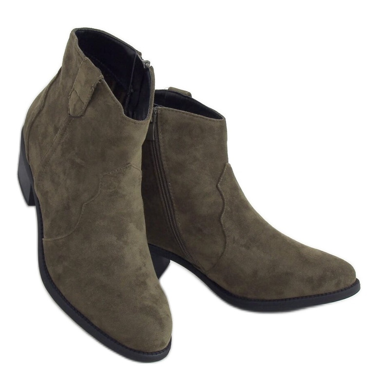 Bottines vertes à talons bas vert 99-63 Army Green