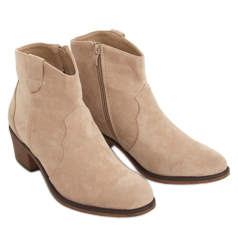 Bottines à petit talon beige 99-63 Taupe Bottines à petit talon beige 99-63 Taupe