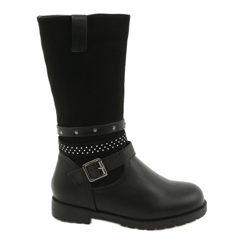 Bottes noires pour filles avec zircones cubiques Evento 20DZ60-3229 le noir