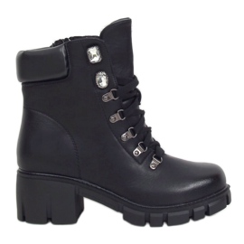 Noir TX-1870 Bottines noires à semelle haute