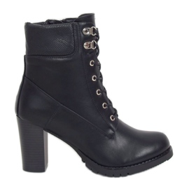 Bottines bois à talons noires BH2567-KB Noir le noir
