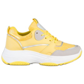 Ideal Shoes Baskets à plateforme décontractées jaune