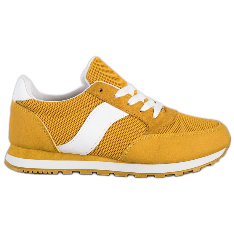 Ideal Shoes Chaussures de sport à lacets jaune