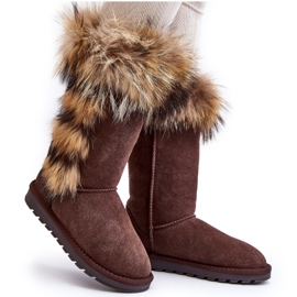 Bottes de neige chaudes en cuir pour femme Camel Balvin brun
