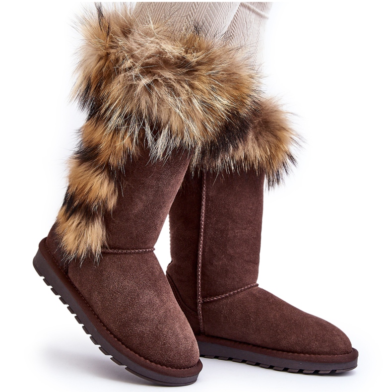 Bottes de neige chaudes en cuir pour femme Camel Balvin brun