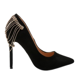Escarpins en daim noir sur un talon Silvermore le noir