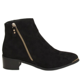 Boots daim noir amande bout 88168-1 Noir le noir