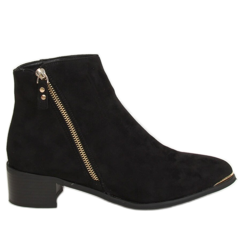 Boots daim noir amande bout 88168-1 Noir le noir