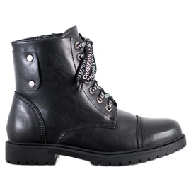 Goodin Bottes à lacets noires le noir