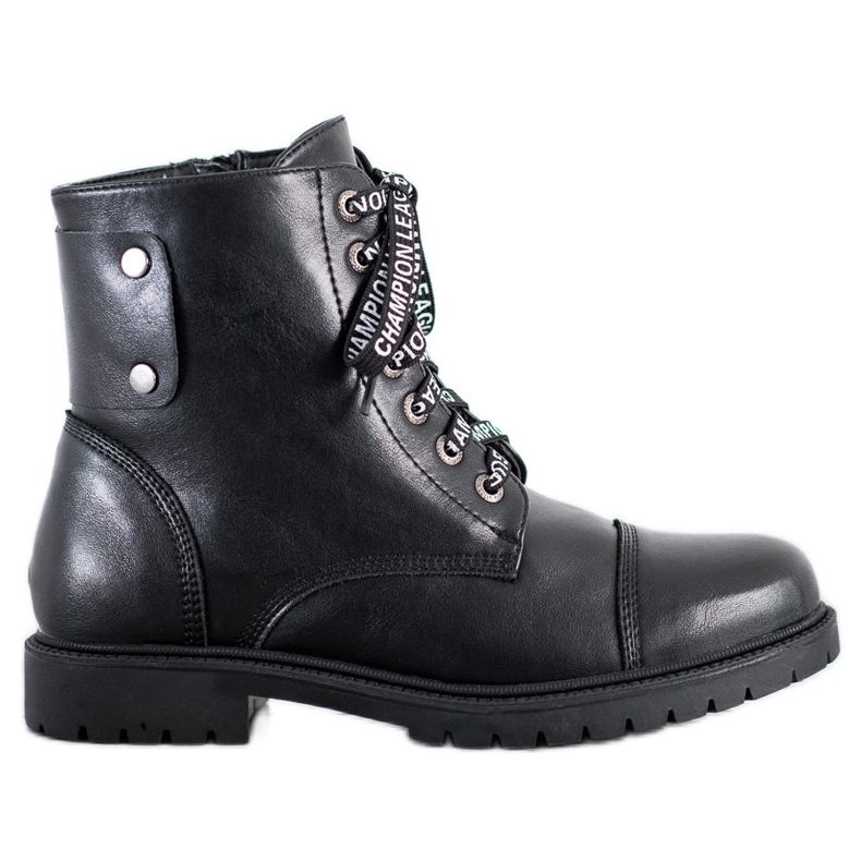 Goodin Bottes à lacets noires le noir