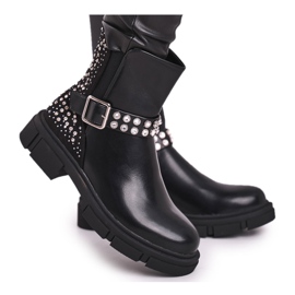 HAN Bottines Femme Avec Cubic Zirconia Noir Giuliana