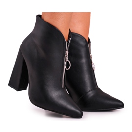 FG1 Bottes Pour Femmes Sur Un Talon Fermeture À Glissière Sur Le Devant Noir Save Me