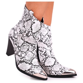 FG1 Bottes hautes pour femmes à bout d'acier Snake Eternally blanche le noir