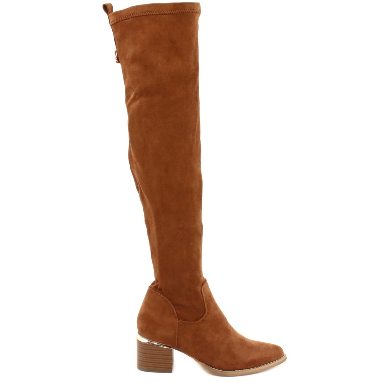 Bottines longues lycra daim Evento 20KZ35-3330 Camel brun jaune