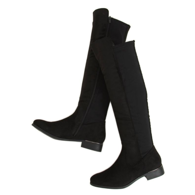 Bottes d'équitation à tige souple, noir B0-281 Black II Quality le noir