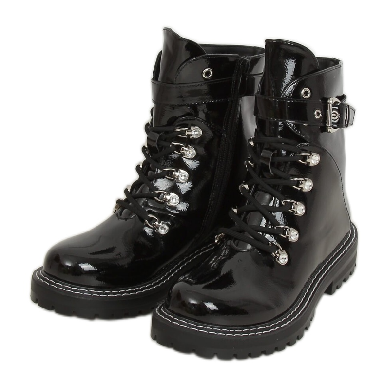 Boots femme laquées noires 8120-PA Noir le noir