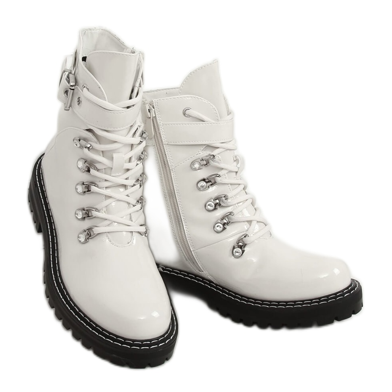 Boots femme laquées blanches 8120-PA Blanc Boots femme laquées blanches 8120-PA Blanc