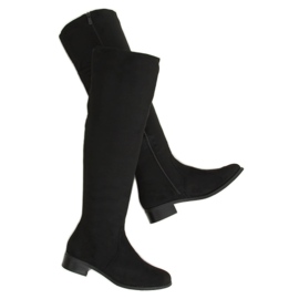 Bottes cavalières femme noires W146-BKOR Noir le noir