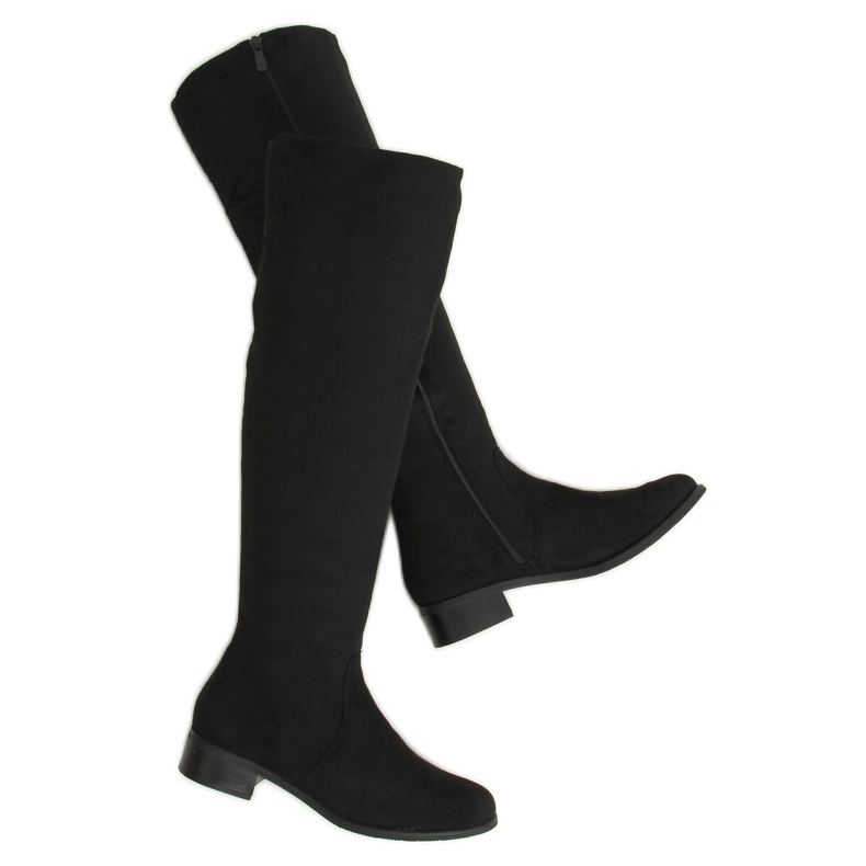 Bottes cavalières femme noires W146-BKOR Noir le noir
