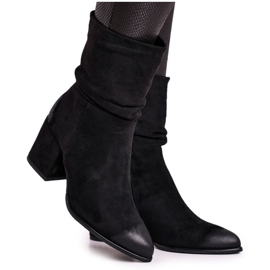 Vinceza Bottines Femme Talon Eco-Suède Noir Up Side