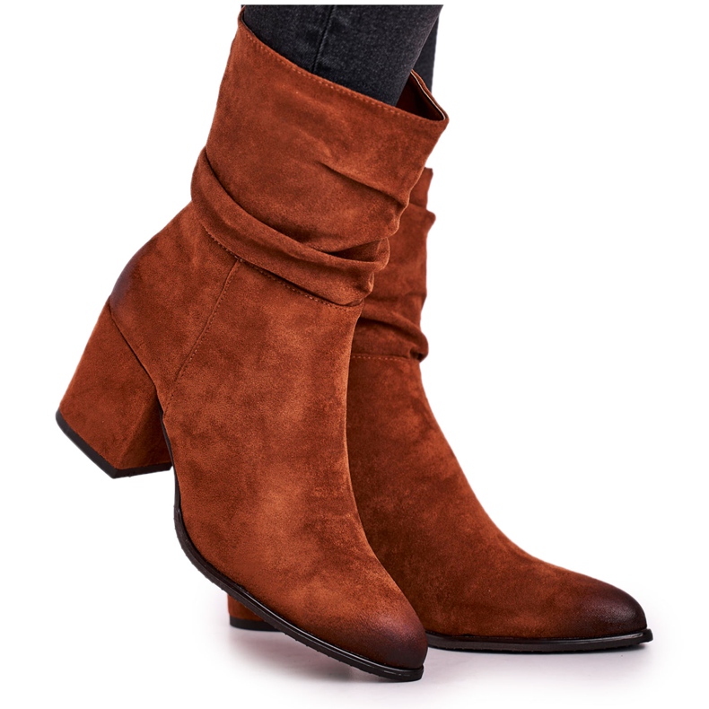 Vinceza Bottes latérales en daim écologique pour femmes Camel Up à talon brun