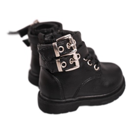 FRROCK Bottes pour enfants avec fourrure noire Valentina
