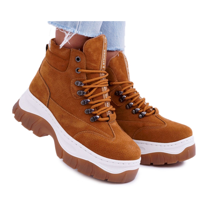 SEA Chaussures de trekking Trappeurs Femme Camel Greem brun