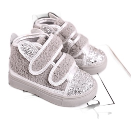 FRROCK Baskets pour enfants High Warm Grey Clifford argent gris