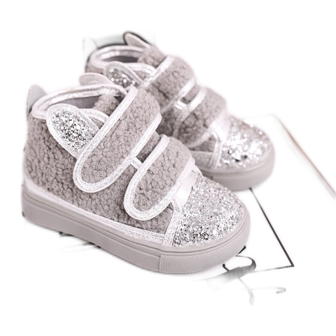 FRROCK Baskets Enfant High Warm Gris Clifford argent