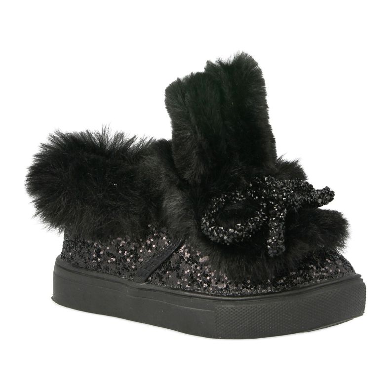 FRROCK Baskets noires Mumi Warm pour enfants le noir