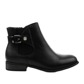 Bottines plates noires avec une bande élastique et une fermeture éclair 20Y8035-1 le noir