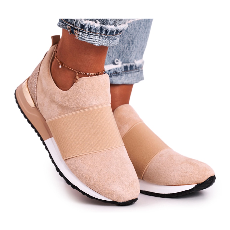 FB2 Chaussures de sport pour femmes Sneakers Slip-on Beige Say Something