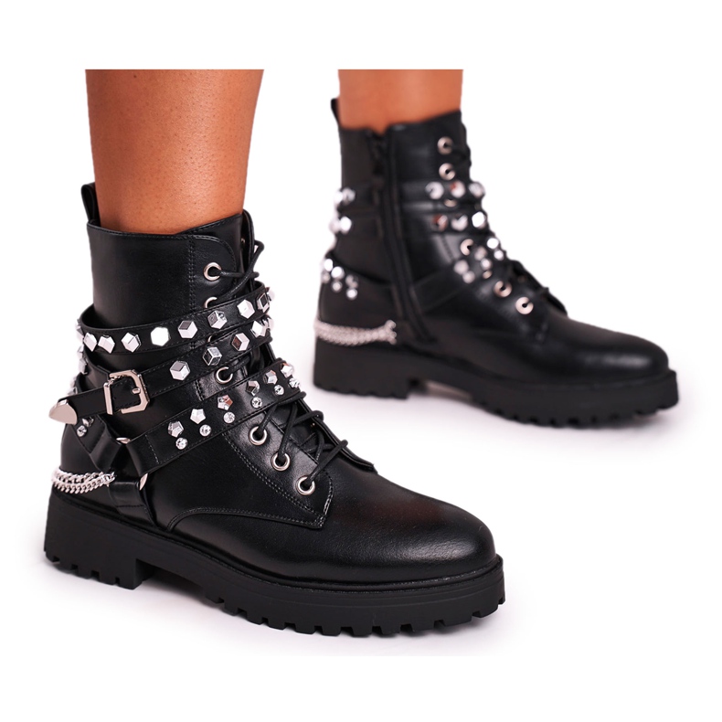 FB2 Bottines Femme Warm Jets Chaines Black Desire le noir