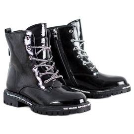 Goodin Trappeurs vernis blanc noir