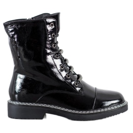 Goodin Bottines laquées à lacets noir