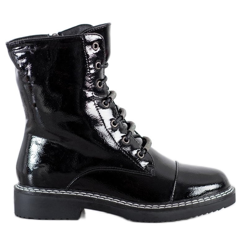 Goodin Bottines laquées à lacets le noir