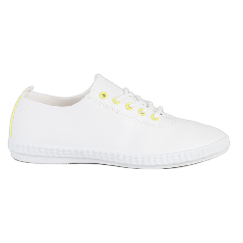 SHELOVET Baskets légères avec cuir écologique blanche jaune