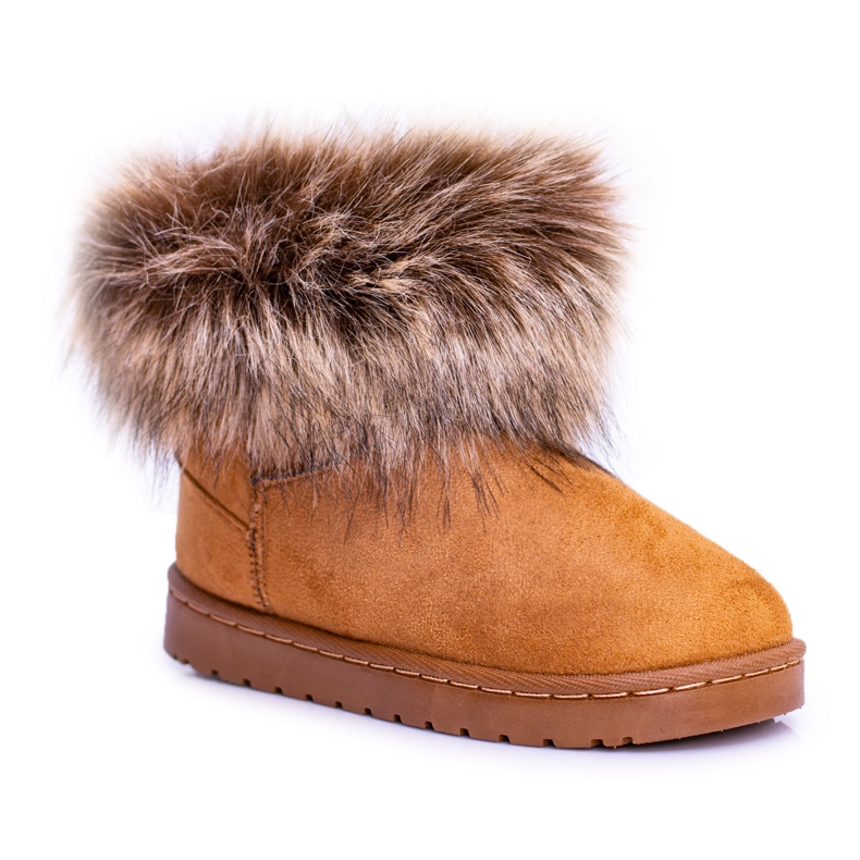 FRROCK Bottes De Neige Avec Fourrure Camel Petit Renard beige jaune
