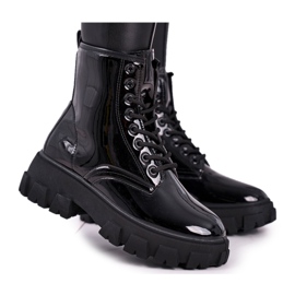 Sergio Todzi Bottines Femme Laquées Noir Linzo Trappers le noir