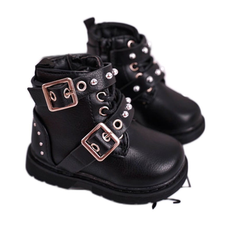 FRROCK Bottes pour enfants réchauffées avec de la fourrure Black Mary le noir FRROCK Bottes pour enfants réchauffées avec de la fourrure Black Mary le noir