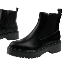 Bottines plates noires en éco-cuir Cavern