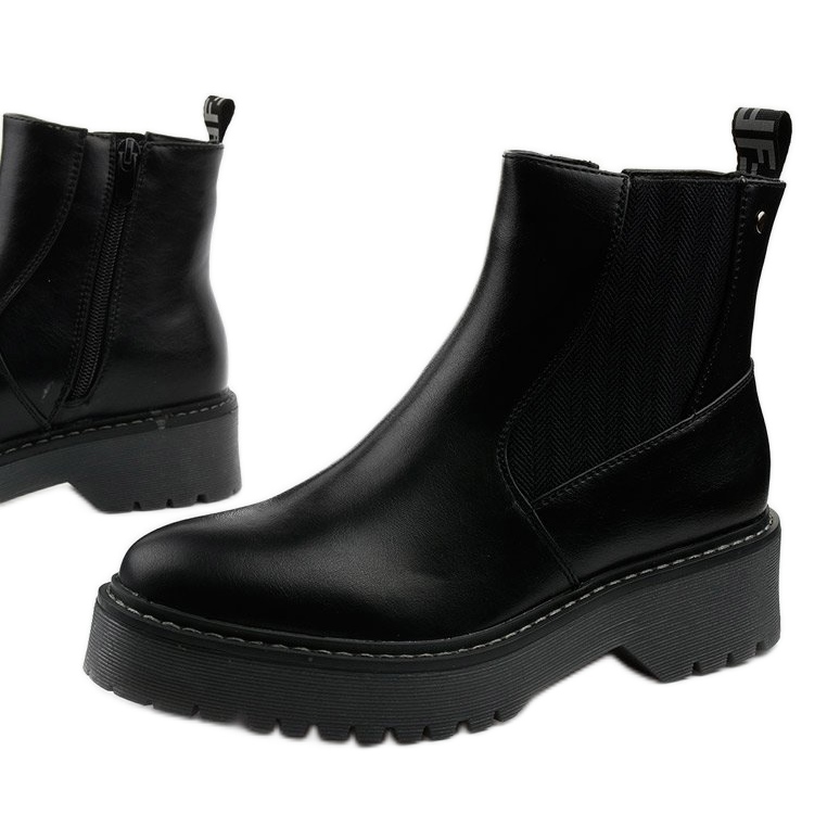 Bottines plates noires en éco-cuir Cavern le noir