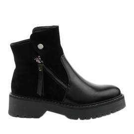 Bottines noires en éco-cuir et éco-suède avec fermeture éclair Merriwa