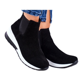 Vinceza Chaussures de sport pour femmes Baskets en cuir noir 21-7781 blanc